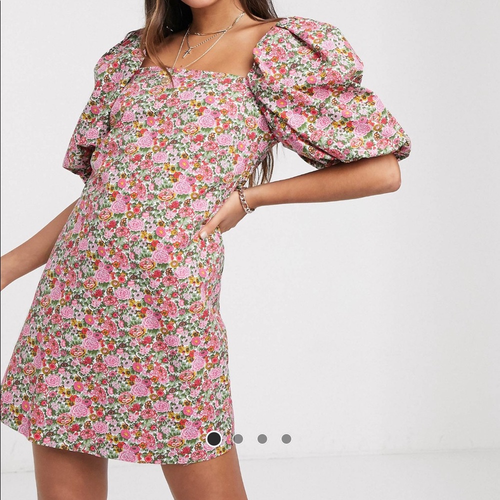 Puff Sleeve Floral Dress
